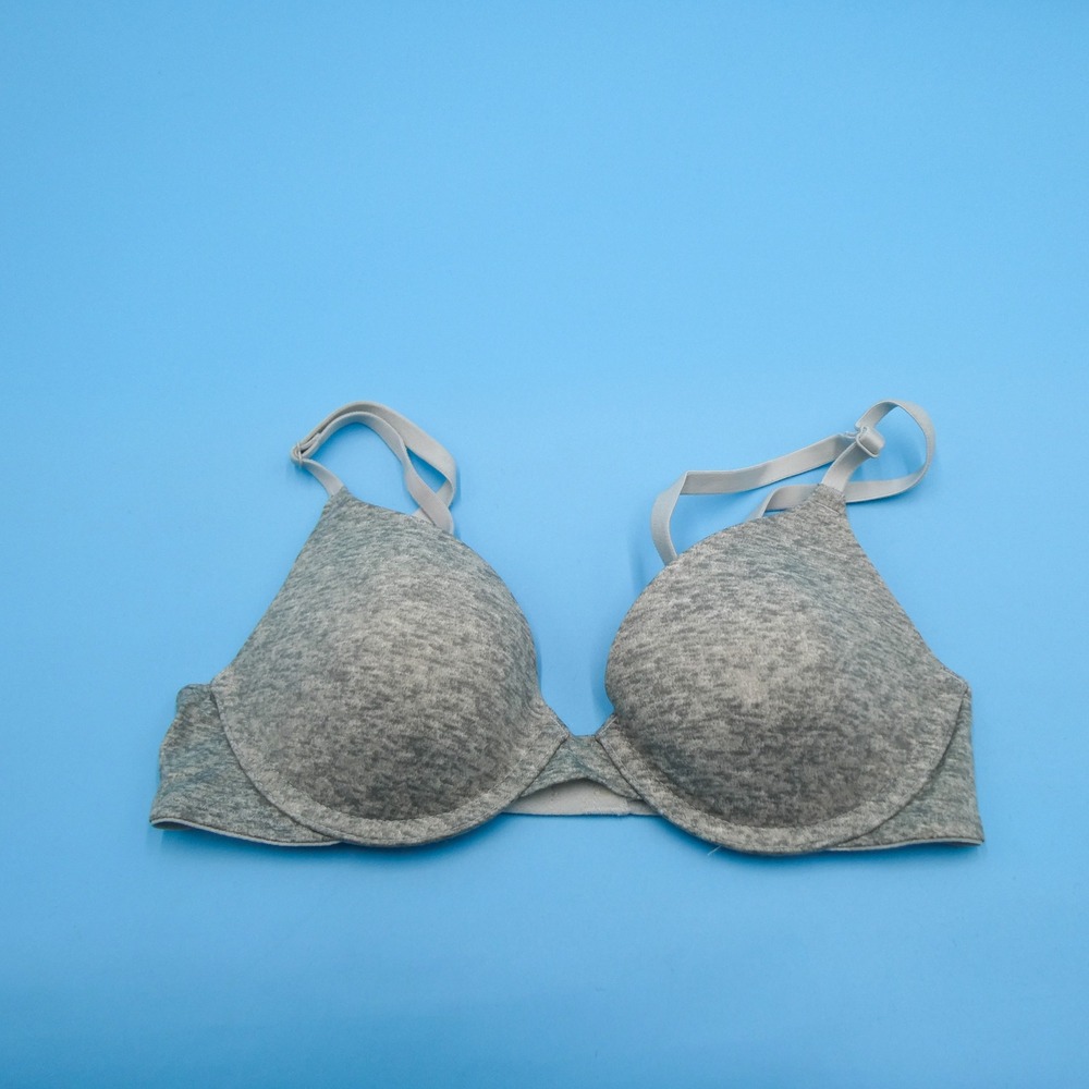 Victoria's Secret PINK Bra Womens 32A Wear Everywhere T-Shirt Gray Marl Cotton